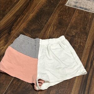 SHEIN Women's Colorblock Shorts - Gray, White, and Pink